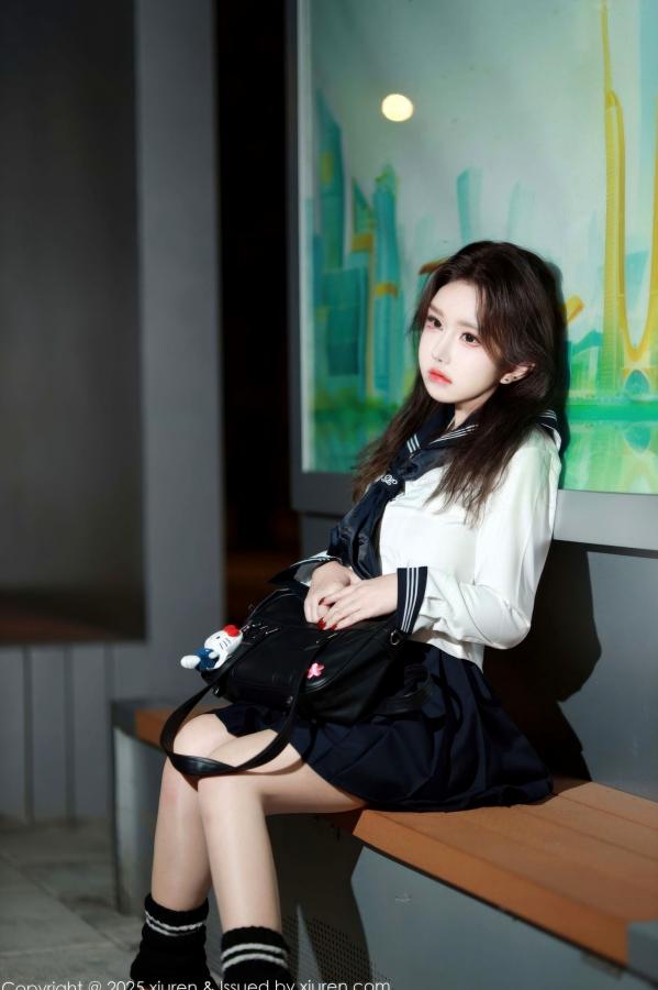    XiuRen秀人网-11071-小薯条nienie-水手服校服制服黑丝美臀浴室湿身写真第8张图片