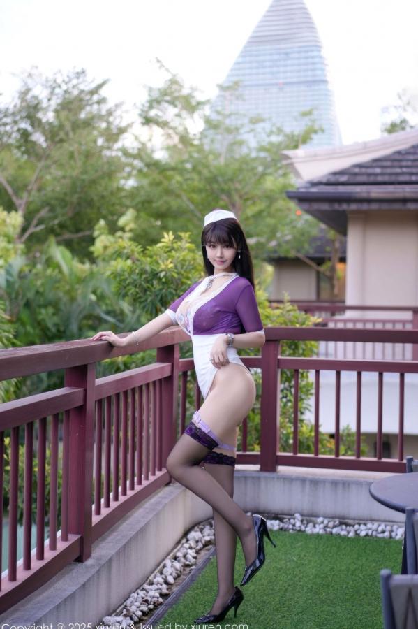    XiuRen秀人网-11069-心上可Flora-紫色情趣女仆装-性感卧室黑丝私房写真第25张图片