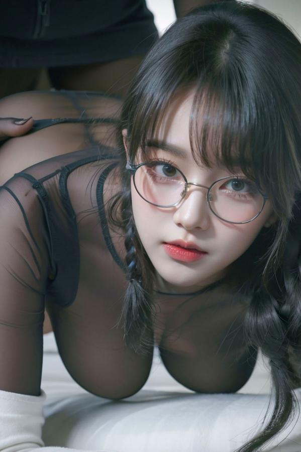   AI美女-拟实-桔色领巾JK女生 户外性感制服大尺度诱惑写真第77张图片