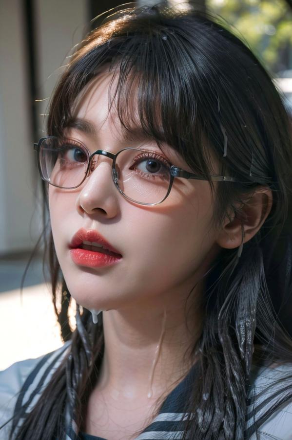    AI美女-拟实-桔色领巾JK女生 户外性感制服大尺度诱惑写真第87张图片