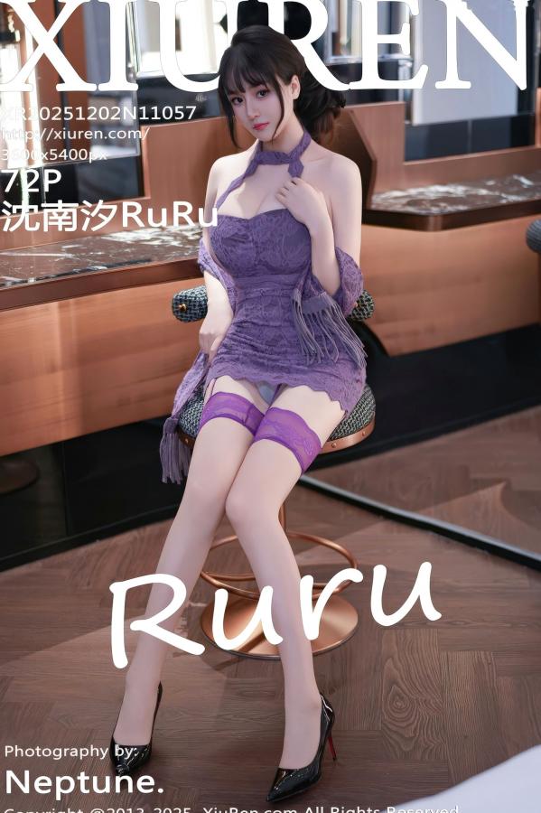    XiuRen秀人网 11057 沈南汐RuRu 紫色连衣透视短裙吊带袜 性感私房诱惑写真第73张图片