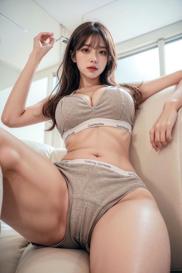    AI美女-拟实-健身房场景-灰色运动背心短裤 性感家居私房照 瑜伽服健身女神套图第31张图片