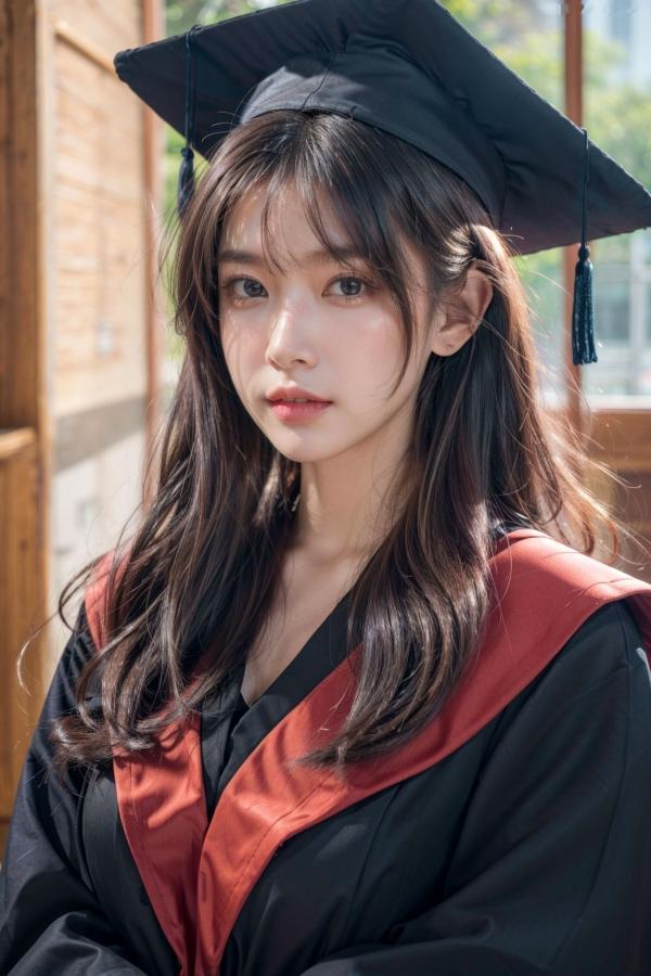    《AI美女-拟实-博士服女生》毕业制服性感私房照大尺度诱惑写真第1张图片
