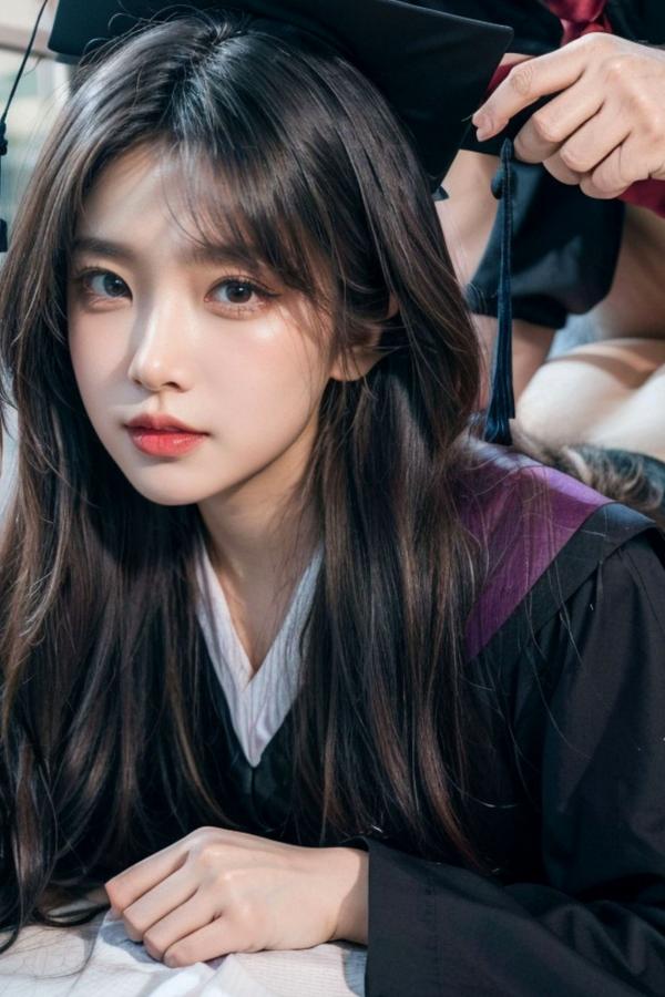    《AI美女-拟实-博士服女生》毕业制服性感私房照大尺度诱惑写真第49张图片