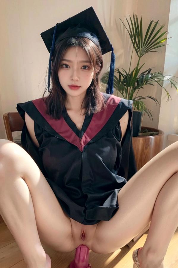    《AI美女-拟实-博士服女生》毕业制服性感私房照大尺度诱惑写真第53张图片