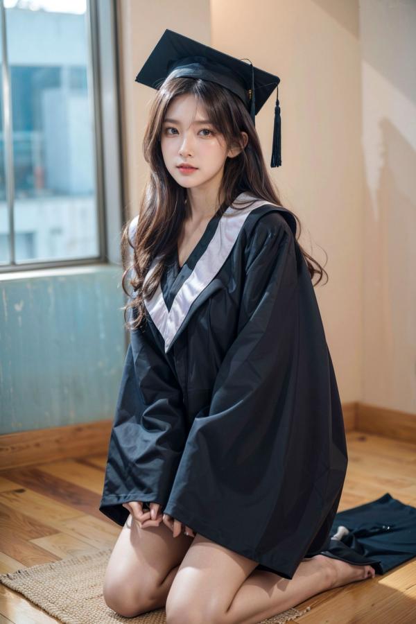    《AI美女-拟实-博士服女生》毕业制服性感私房照大尺度诱惑写真第63张图片
