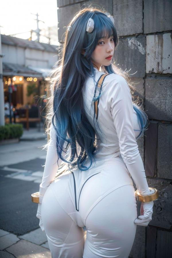   AI美女拟实写真 安吉拉·巴尔扎克紧身战斗服角色扮演 户外街拍极品身材视觉盛宴第15张图片