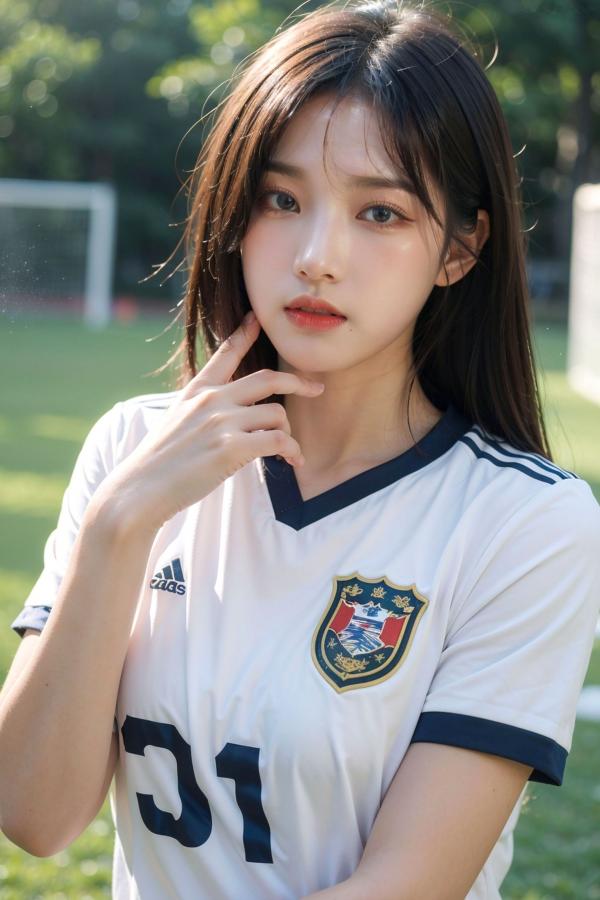   AI美女拟实写真 绿茵场足球宝贝 阳光户外运动风性感大尺度诱惑第1张图片