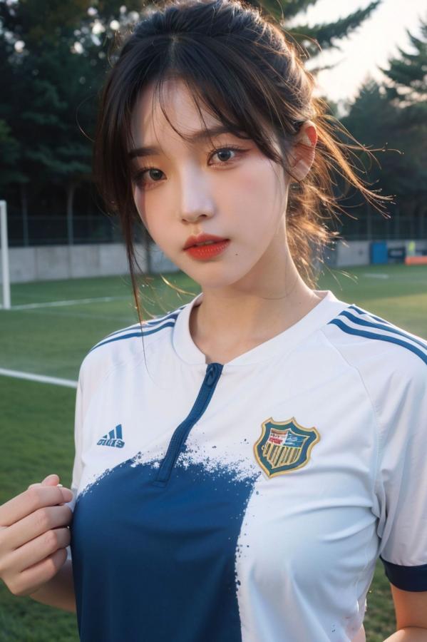   AI美女拟实写真 绿茵场足球宝贝 阳光户外运动风性感大尺度诱惑第9张图片