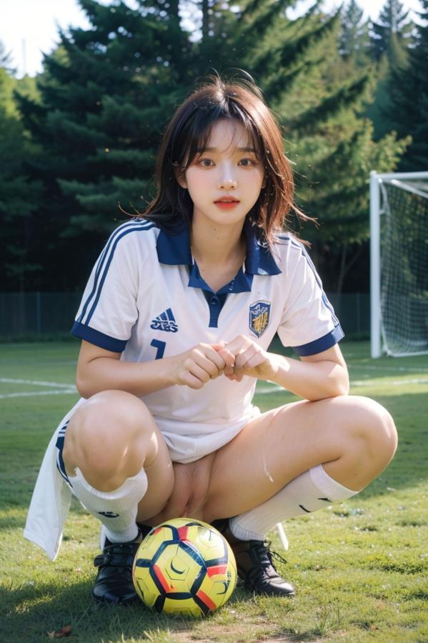   AI美女拟实写真 绿茵场足球宝贝 阳光户外运动风性感大尺度诱惑第10张图片