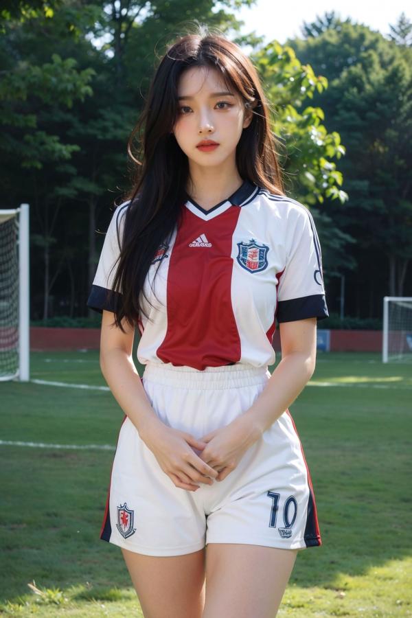   AI美女拟实写真 绿茵场足球宝贝 阳光户外运动风性感大尺度诱惑第12张图片