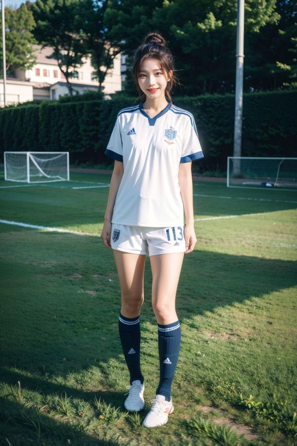   AI美女拟实写真 绿茵场足球宝贝 阳光户外运动风性感大尺度诱惑第13张图片