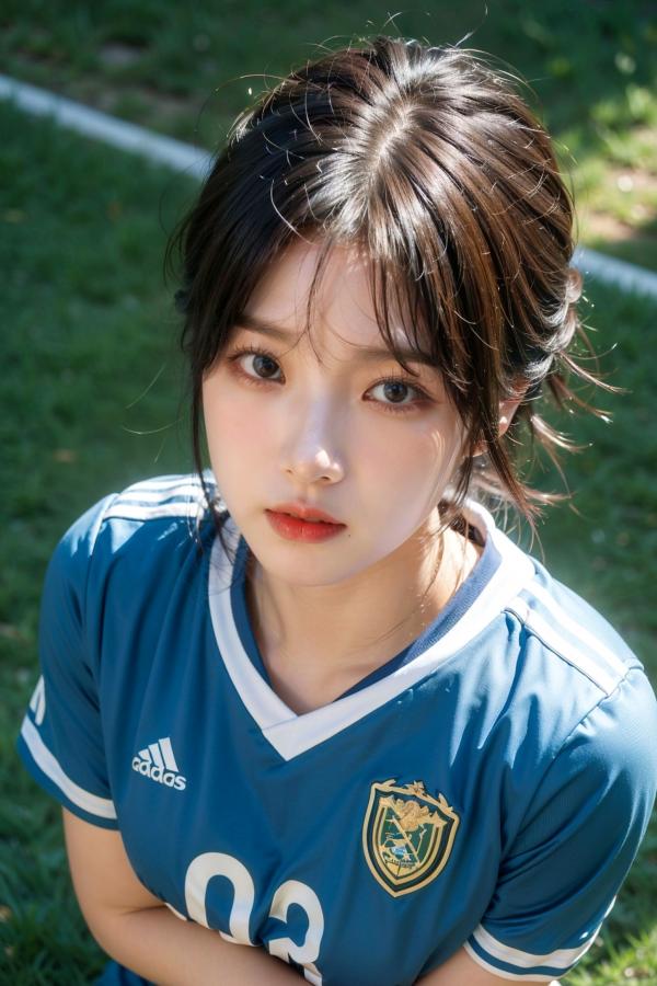   AI美女拟实写真 绿茵场足球宝贝 阳光户外运动风性感大尺度诱惑第14张图片