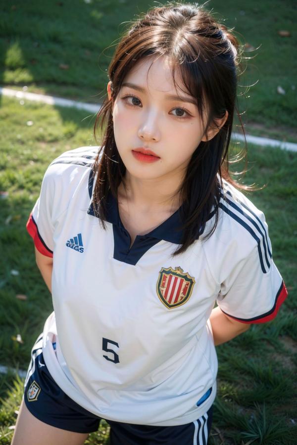   AI美女拟实写真 绿茵场足球宝贝 阳光户外运动风性感大尺度诱惑第15张图片