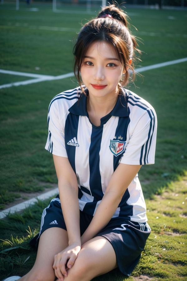   AI美女拟实写真 绿茵场足球宝贝 阳光户外运动风性感大尺度诱惑第16张图片