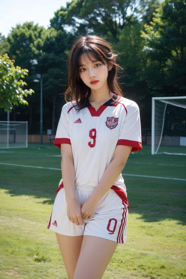   AI美女拟实写真 绿茵场足球宝贝 阳光户外运动风性感大尺度诱惑第21张图片