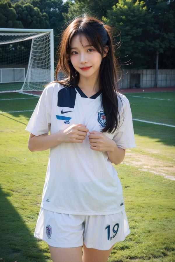   AI美女拟实写真 绿茵场足球宝贝 阳光户外运动风性感大尺度诱惑第22张图片