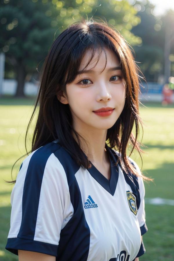   AI美女拟实写真 绿茵场足球宝贝 阳光户外运动风性感大尺度诱惑第23张图片
