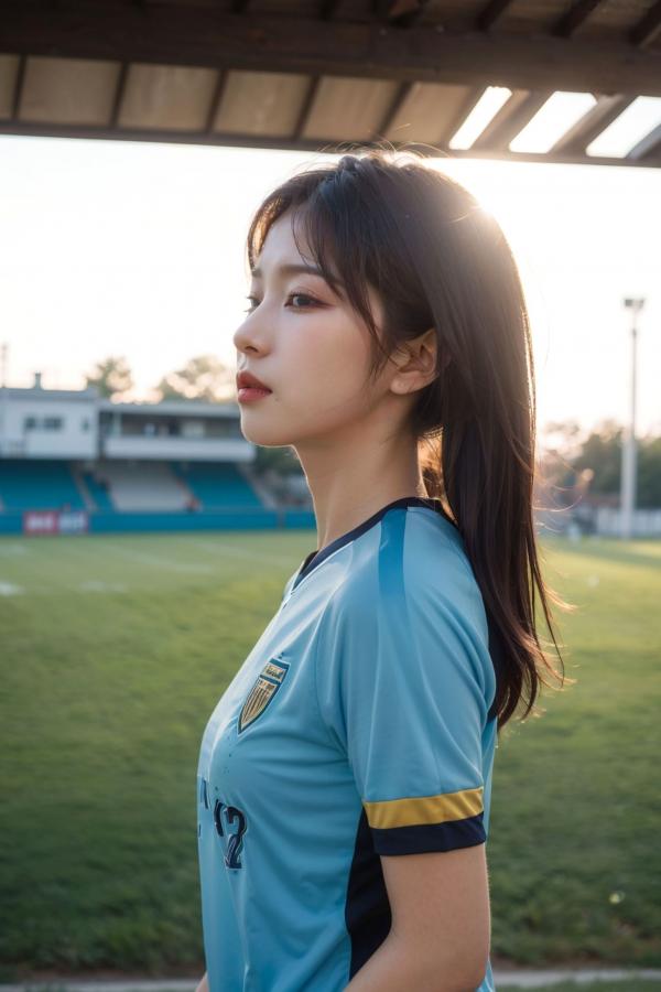   AI美女拟实写真 绿茵场足球宝贝 阳光户外运动风性感大尺度诱惑第24张图片
