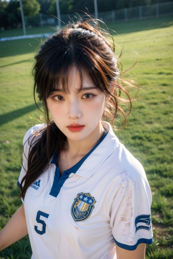   AI美女拟实写真 绿茵场足球宝贝 阳光户外运动风性感大尺度诱惑第25张图片