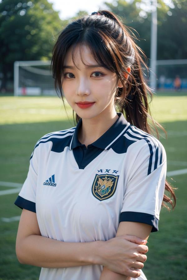   AI美女拟实写真 绿茵场足球宝贝 阳光户外运动风性感大尺度诱惑第26张图片