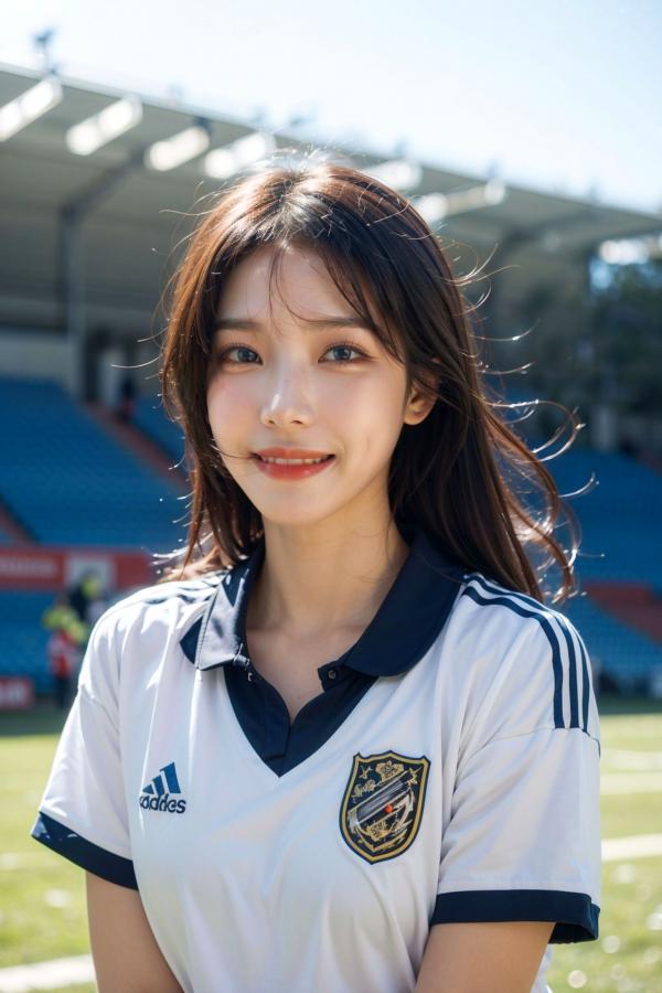   AI美女拟实写真 绿茵场足球宝贝 阳光户外运动风性感大尺度诱惑第27张图片