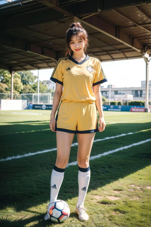   AI美女拟实写真 绿茵场足球宝贝 阳光户外运动风性感大尺度诱惑第28张图片