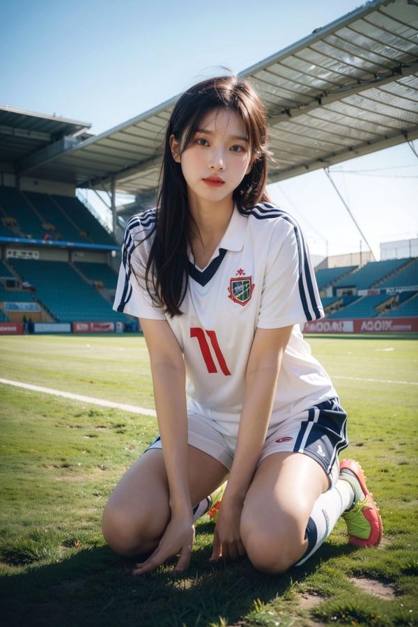   AI美女拟实写真 绿茵场足球宝贝 阳光户外运动风性感大尺度诱惑第29张图片