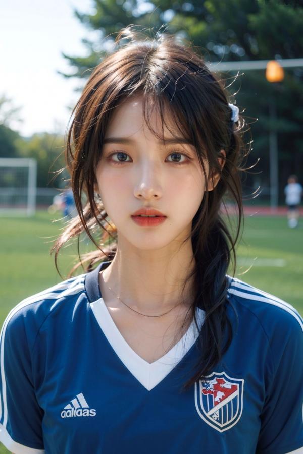   AI美女拟实写真 绿茵场足球宝贝 阳光户外运动风性感大尺度诱惑第30张图片