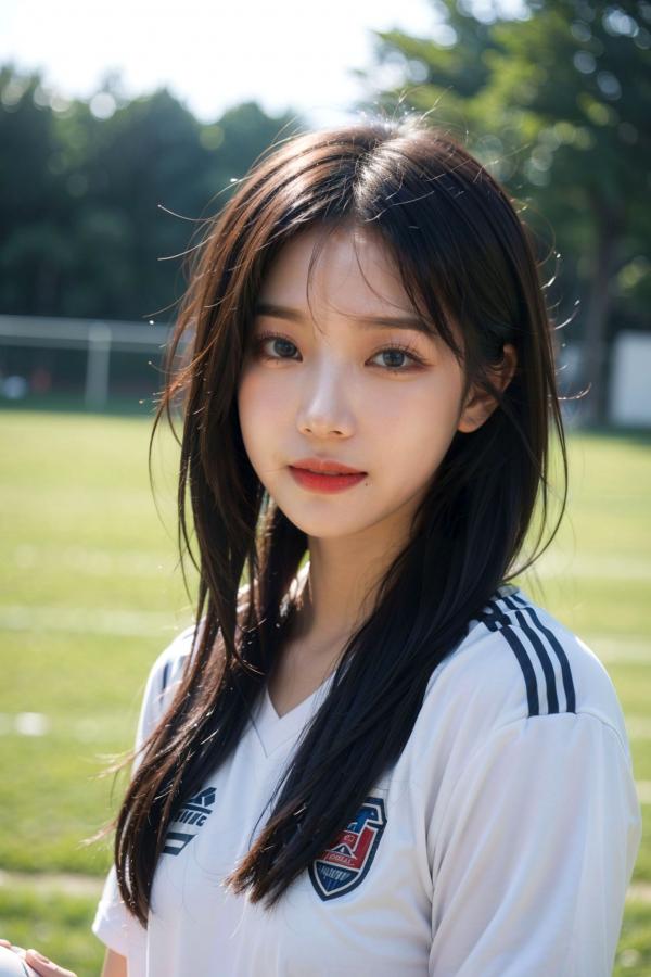   AI美女拟实写真 绿茵场足球宝贝 阳光户外运动风性感大尺度诱惑第32张图片
