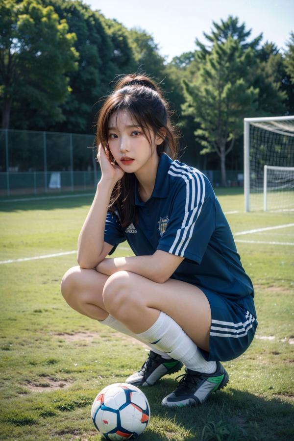   AI美女拟实写真 绿茵场足球宝贝 阳光户外运动风性感大尺度诱惑第42张图片