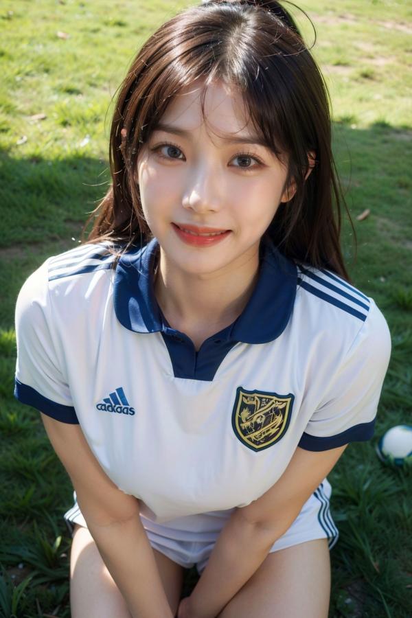   AI美女拟实写真 绿茵场足球宝贝 阳光户外运动风性感大尺度诱惑第45张图片