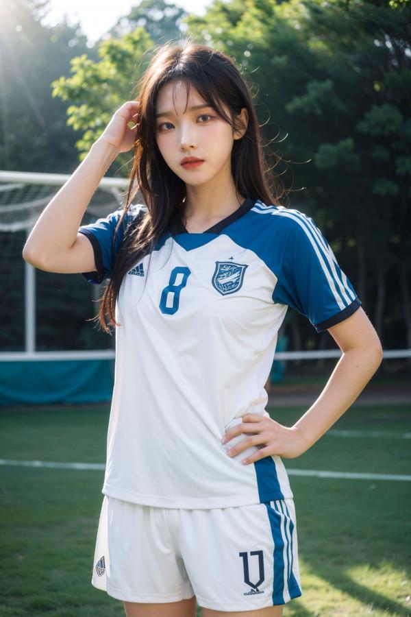   AI美女拟实写真 绿茵场足球宝贝 阳光户外运动风性感大尺度诱惑第53张图片