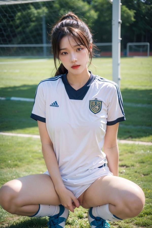   AI美女拟实写真 绿茵场足球宝贝 阳光户外运动风性感大尺度诱惑第55张图片