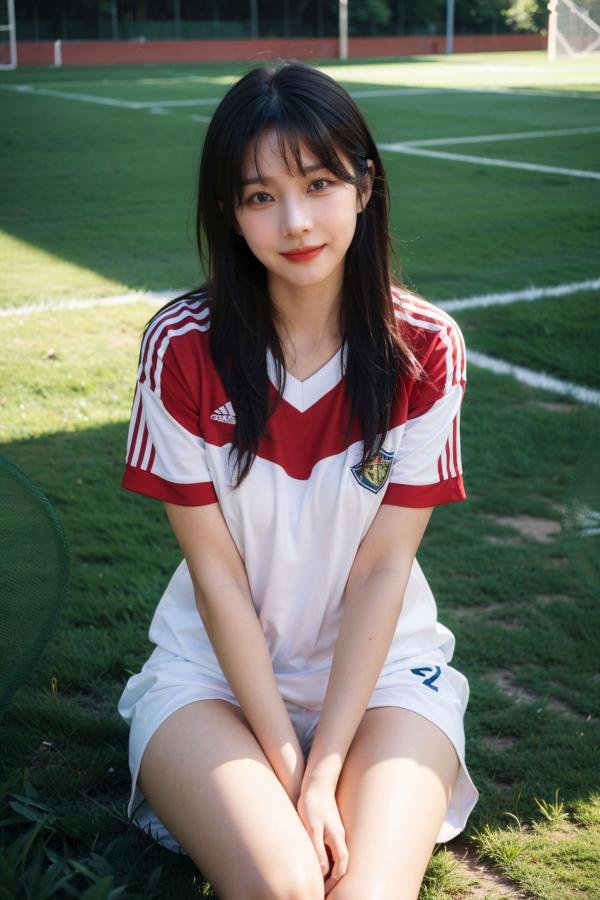   AI美女拟实写真 绿茵场足球宝贝 阳光户外运动风性感大尺度诱惑第58张图片