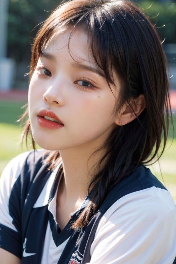   AI美女拟实写真 绿茵场足球宝贝 阳光户外运动风性感大尺度诱惑第68张图片