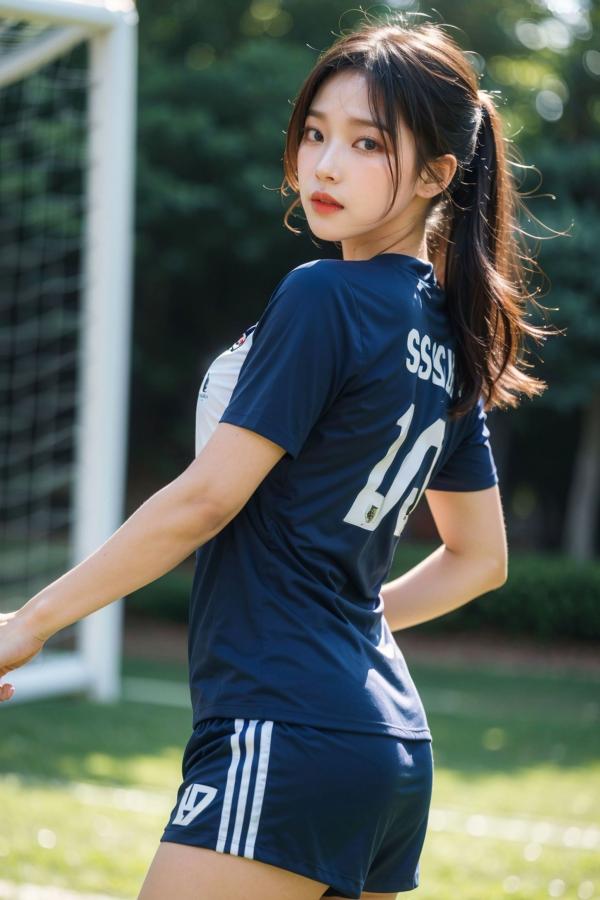   AI美女拟实写真 绿茵场足球宝贝 阳光户外运动风性感大尺度诱惑第79张图片