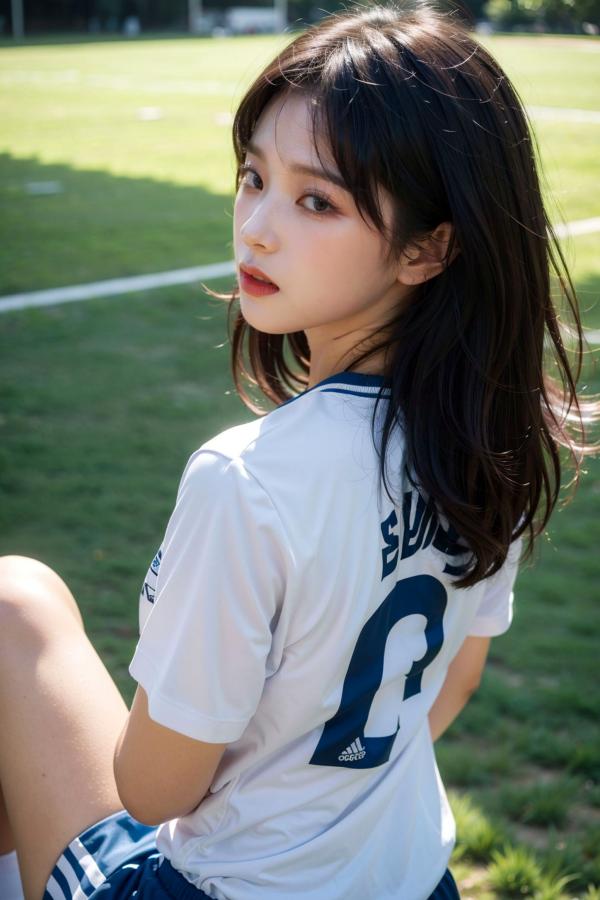   AI美女拟实写真 绿茵场足球宝贝 阳光户外运动风性感大尺度诱惑第86张图片