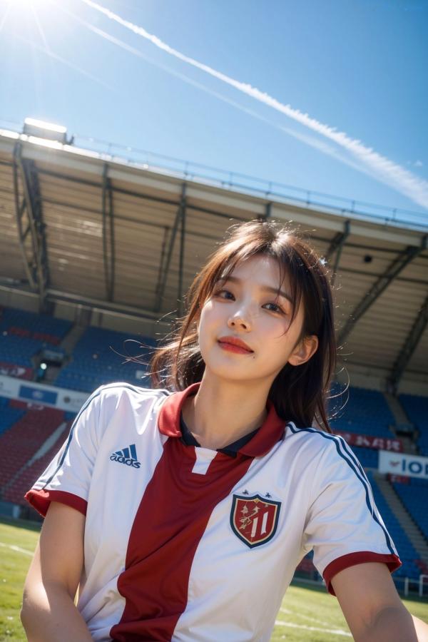   AI美女拟实写真 绿茵场足球宝贝 阳光户外运动风性感大尺度诱惑第97张图片