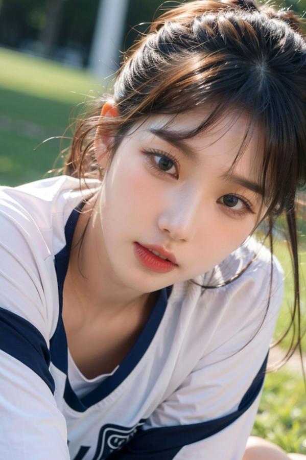   AI美女拟实写真 绿茵场足球宝贝 阳光户外运动风性感大尺度诱惑第98张图片