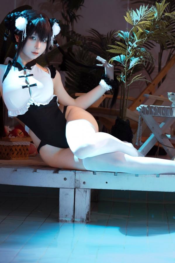 蠢沫沫  蠢沫沫-熊猫娘 独家二次元高叉旗袍美腿性感私房写真第33张图片