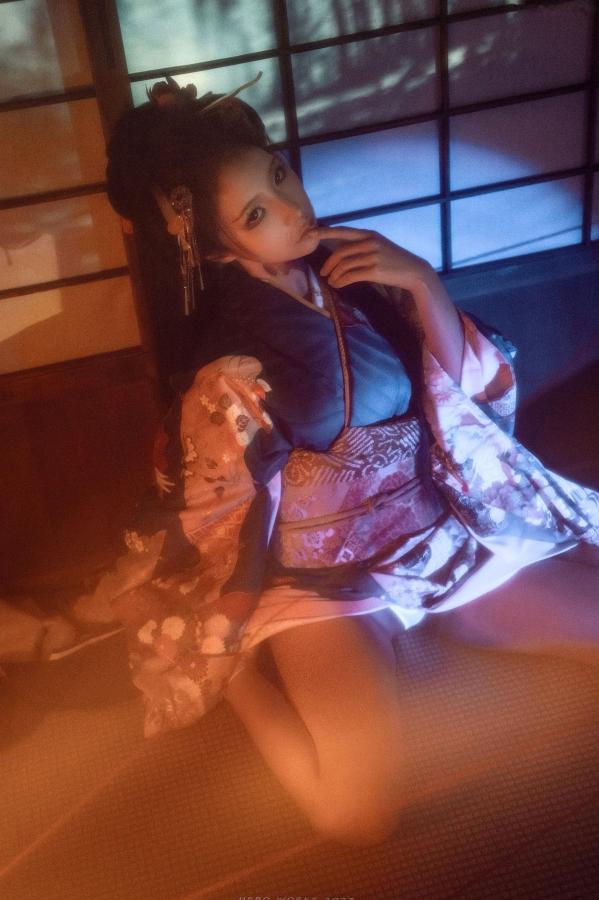 蠢沫沫  蠢沫沫-2024年会员《祥瑞》和服古风角色扮演冷艳诱惑写真第7张图片