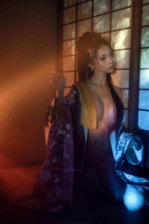 蠢沫沫  蠢沫沫-2024年会员《祥瑞》和服古风角色扮演冷艳诱惑写真第21张图片