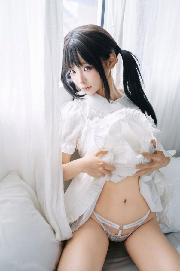 蠢沫沫  《蠢沫沫-8月写真合集-1》日系家居白裙少女私房治愈写真第6张图片