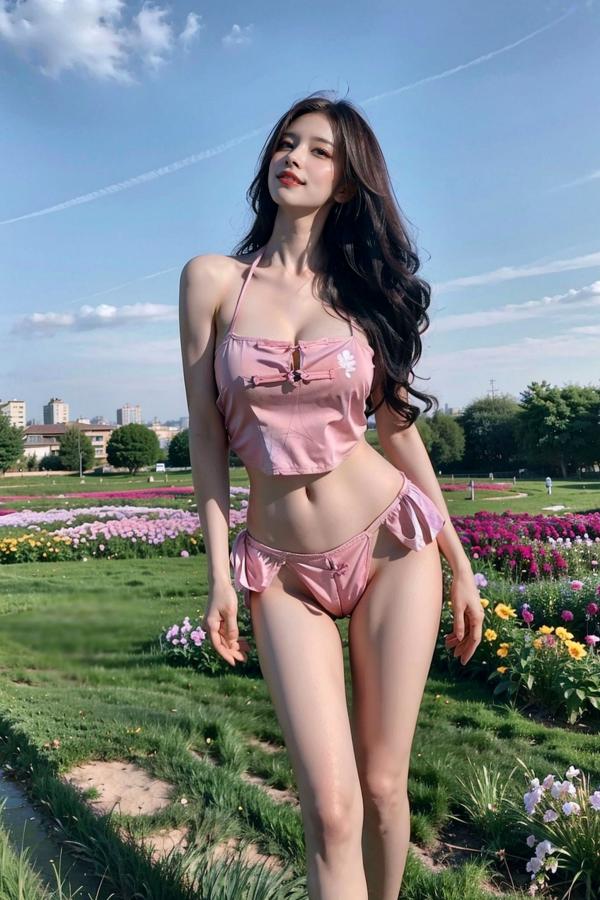    AI美女-拟实-户外花园阳光比基尼性感诱惑写真第15张图片