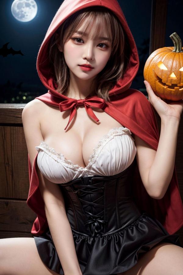   AI美女-拟实-小红帽-纯净版 万圣节夜景暗黑童话性感角色扮演写真第26张图片