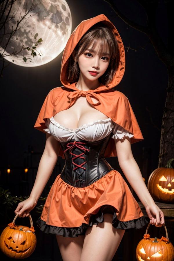   AI美女-拟实-小红帽-纯净版 万圣节夜景暗黑童话性感角色扮演写真第43张图片