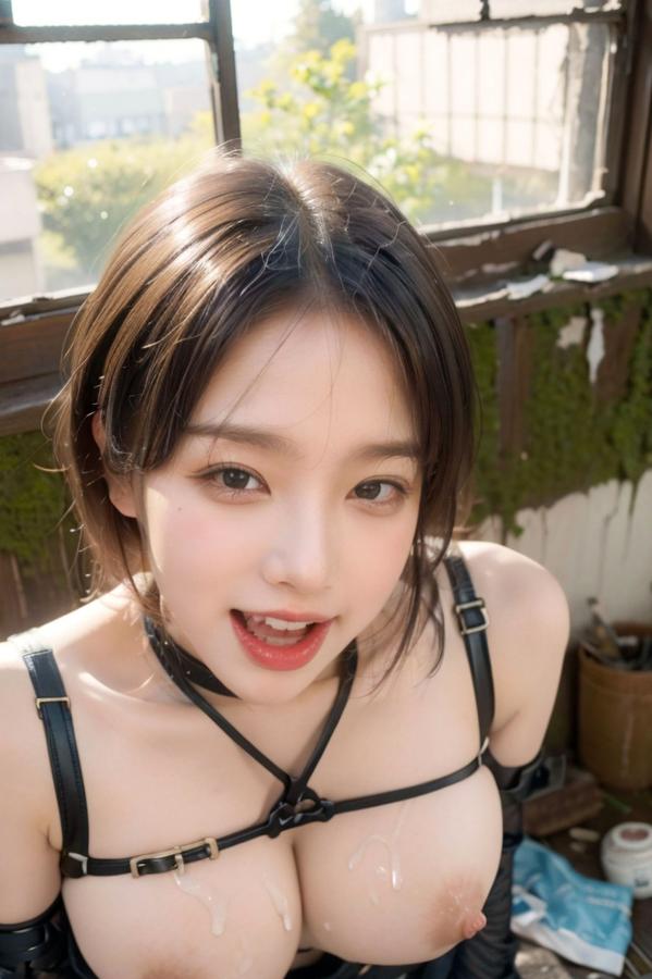    AI美女-拟实-黑色绑带情趣内衣老屋复古私房大尺度性感诱惑写真第31张图片