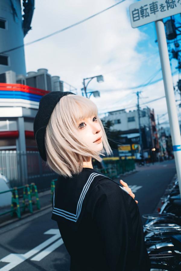 蠢沫沫  蠢沫沫-秋寻上 日系校服制服与大阪街拍性感写真第13张图片