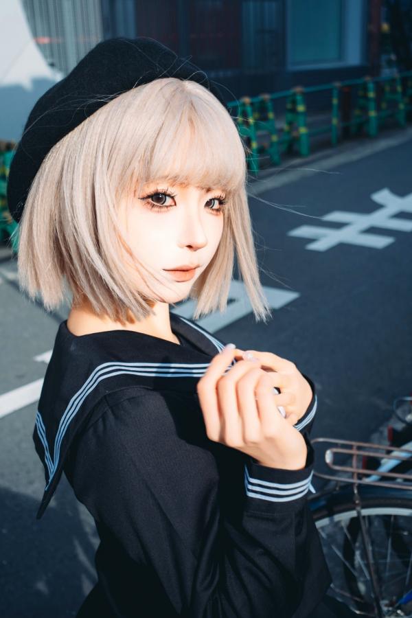 蠢沫沫  蠢沫沫-秋寻上 日系校服制服与大阪街拍性感写真第24张图片